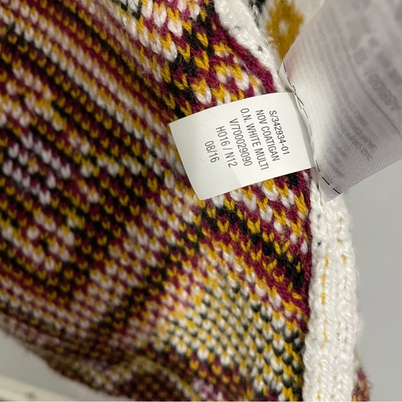 Old Navy Coatigan Cardigan Sweater Knit Aztec Boho White Red Womens Small S - Picture 8 of 11